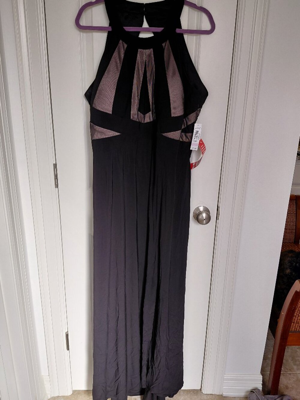 Black & Nude Mesh Formal Dress